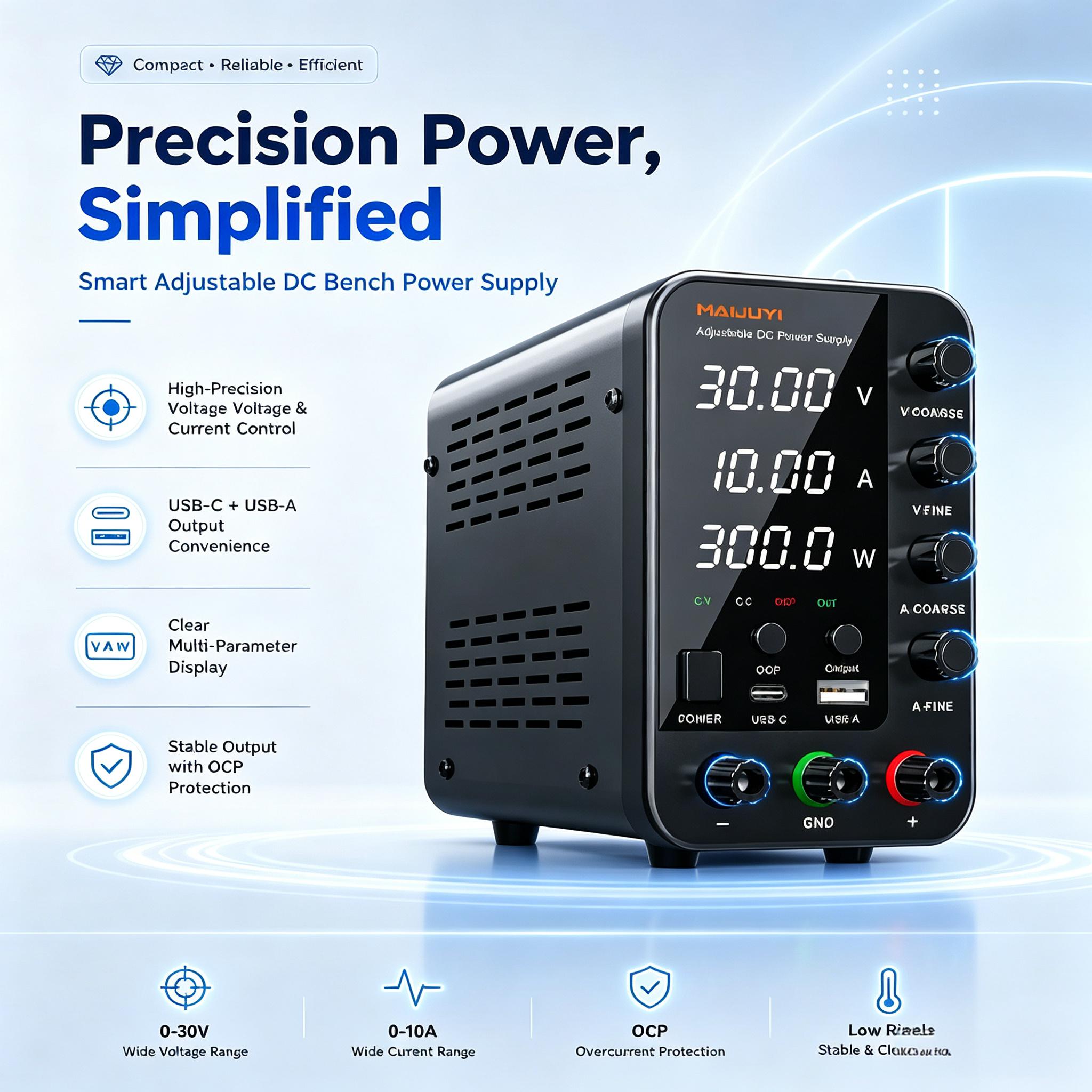 Dc Power Supply Variable - Alimentatore DC Multifunzione 30V 10A 5A,